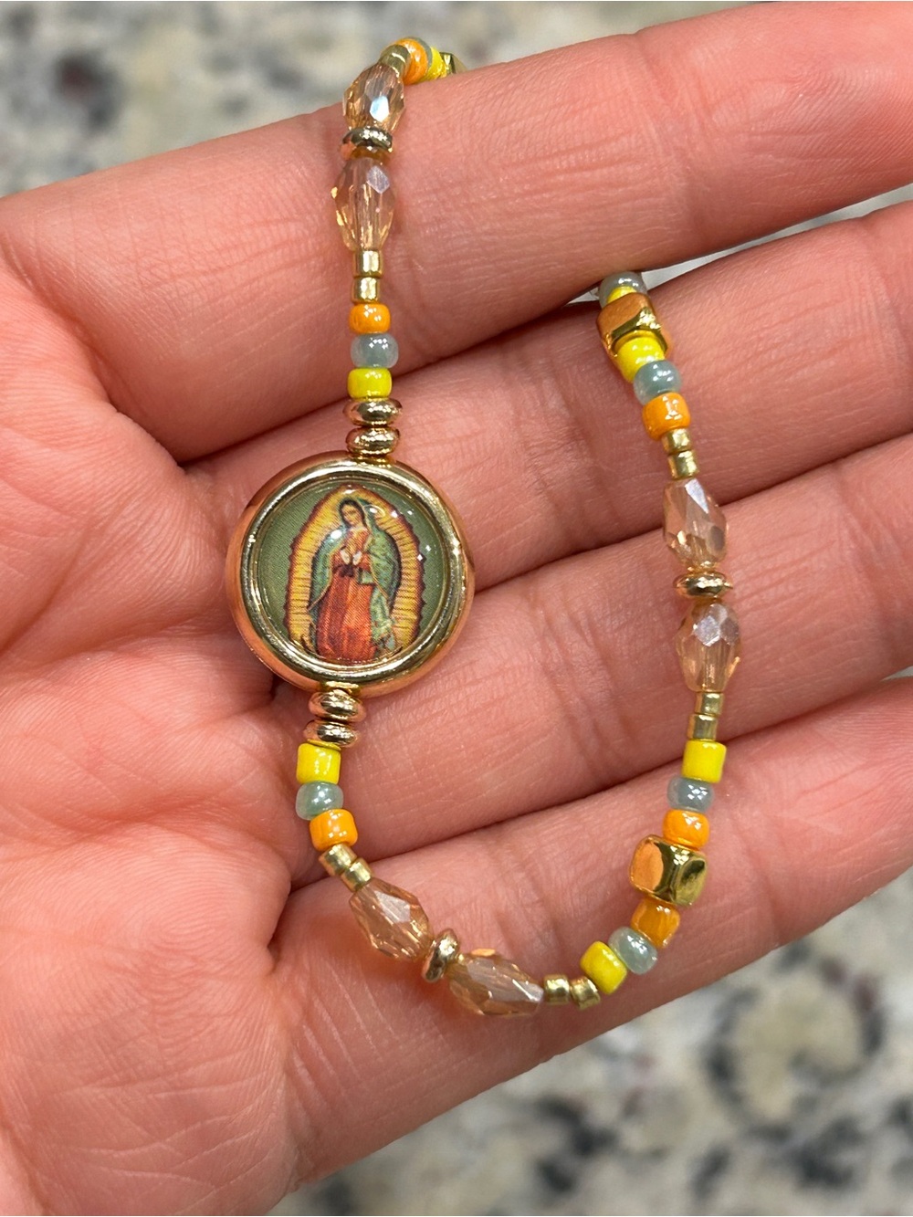 Virgin Mary/ Virgen de Guadalupe Handmade Beaded Bracelet